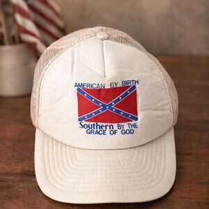 Vintage Southern Slogan Mesh Trucker Hat Broken Snapback